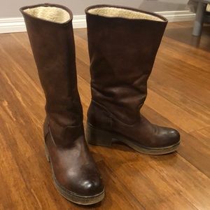 Brown boots vegan leather